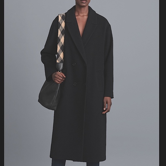 Anne Klein Jackets & Blazers - Anne Klein II Vintage Black Merino Wool and Angora Women’s Long Trench Pea Coat